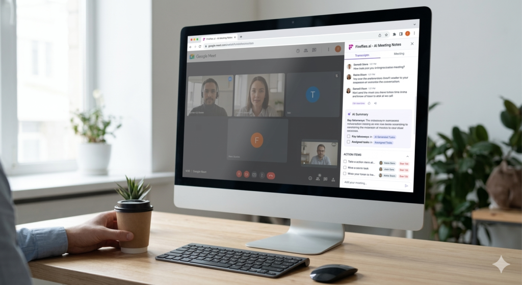 Perplexity AI research engine providing a direct answer with clickable source citations on a laptop screen